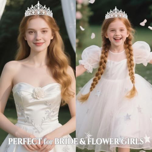 TODDER Silver Tiara for Women Girls Rhinestone Princess Queen Crowns Crystal Headband for Girls Wedding Hair Accessories f...