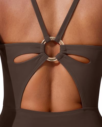 SUUKSESS Women One Piece Tummy Control Swimsuit Deep V Neck Cutout Bathing Suit