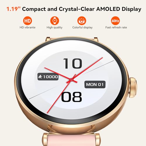 Smart Watches, 1.19" AMOLED Smartwatch for Women (Answer/Make Call), Fitness Tracker with 100+ Sport Modes, IP68 Waterproo...