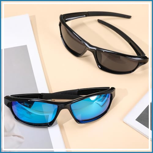 JATEBI 2 Pack Polarized Sports Sunglasses for Men Women, Wrap Around Sun Glasses UV400 Protection for Fishing Cycling Driv...