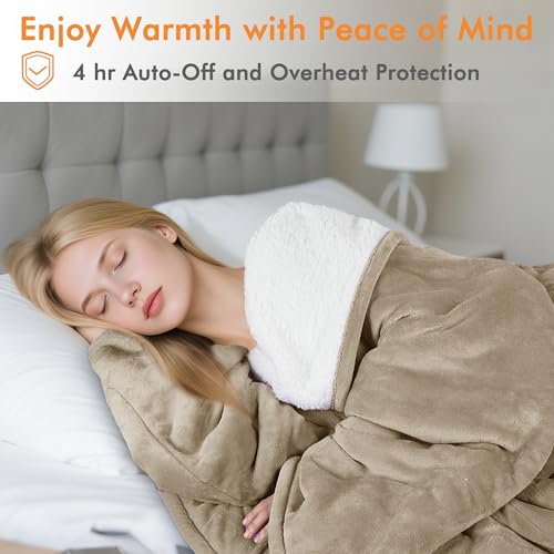 Tirrinia Heated Blanket, Wearable Electric Blanket, Sherpa Heating Blanket, Electric Throw Blanket for 5 Heating Levels, G...