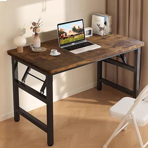Mrsanmu 31.5 Inch Foldable Desks for Small Spaces,Foldable Desk No Assembly,Small Table for Bedroom,Rustic Brown.