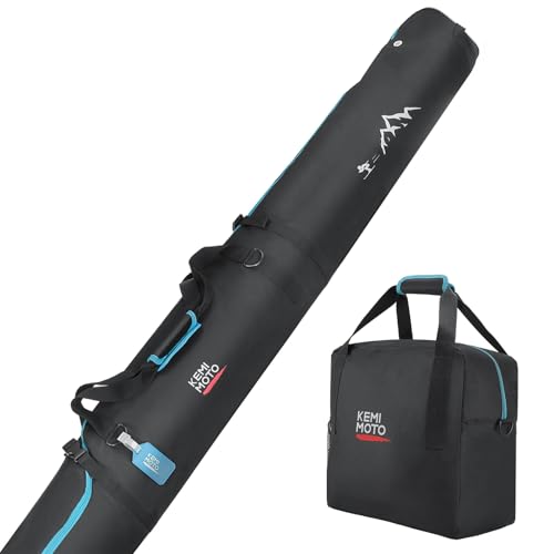 KEMIMOTO Ski Bag and Boot Bag Combo, Snowboard Bag Padded Ski Bags for Air Travel, Snow Ski Bags Fit Skis Up to 200cm, Ski...