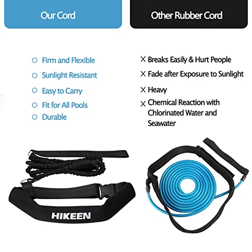 Hikeen Swimming Training Belt - 4M Tether for Swim in Place, Stationary Harness, Aquatic Resistance Belt