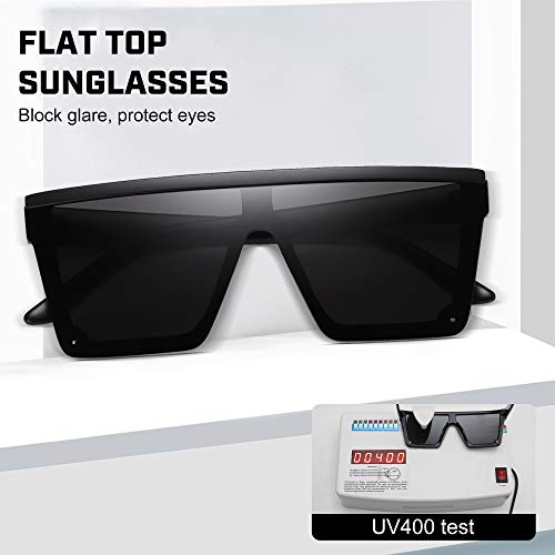 STORYCOAST Square Sunglasses for Women Men Fashion Big Frame Flat Top Sun Glasses Mirror Lens