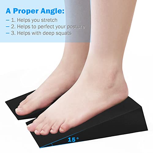 Inlisy Foam Wedge Slant Board, 2-pcs Update Calf Stretcher, Squat Wedges for Yoga, Foot Rehabilitation and Stretching, and...
