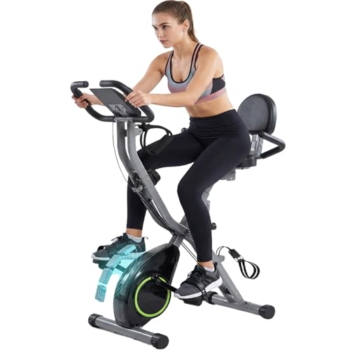 USLIM Foldable Exercise Bike Stationary Bikes for Home, 5 IN 1 Indoor Workout Bike, Cycling Bike with 16-Level Quiet Magne...
