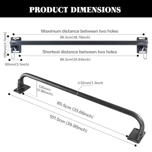 ANOSWXG Wall Mounted Pull Up Bar, Door Frame Pull Up Bar for Home Gym, Professional Drill-Required Chin Up Bar for Secure ...