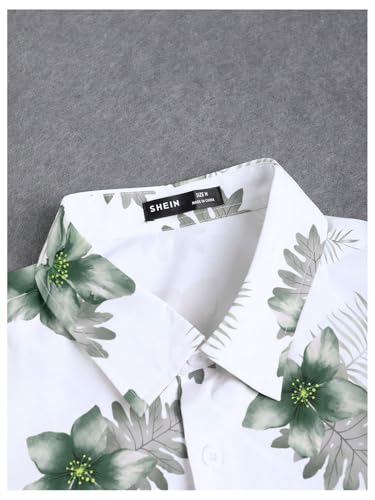 GORGLITTER Men's Hawaiian Matching Set Summer Beach 2 Piece Outfits Flower Button Down Shirts and Shorts Set