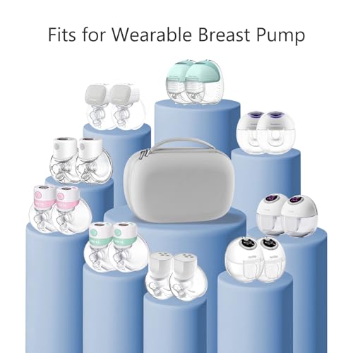 Wearable Breast Pumps Carrying Case, Hard Shell Case with Removable Tray, Watertight Breast Pump Storage Bag Compatible wi...