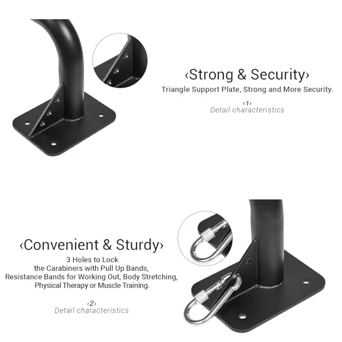 Purife Wall Mounted Doorway Pull Up Bar, Heavy Duty Strength Training Pull-Up Bars for Doorframe, Support Beam or Joist Mo...