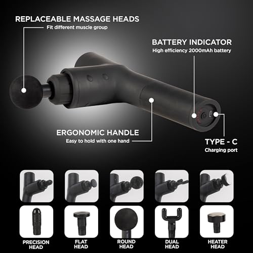 EXELLEON Deep Tissue Muscle Massage Gun | Powerful Handheld Percussion Massager | Back | Neck | Full Body Muscle Recovery...