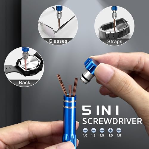 JOREST Watch Repair Kit for Battery Replacement & Link Removal, Resizing &Opener, Watch Repair and Cleaning Screwdriver Se...