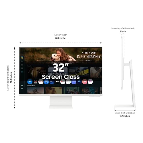 Samsung 32” Smart Monitor M8 (M80F) 4K UHD Display, Samsung Vision AI, Smart TV Apps, Gaming Hub, USB-C, HDMI and USB-A, W...