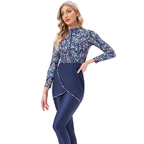 Women Burkini Swimsuits Modest Muslim Swimwear Islamic Long Sleeve Full Cover Hijab Top Swim Pants Bathing Suit