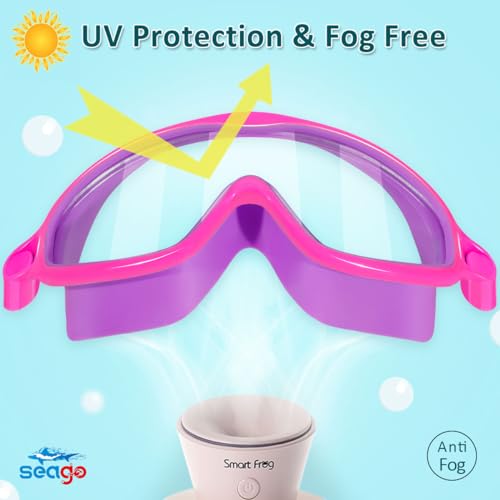Seago Kids Goggles for Swimming 2 Pack Anti-Fog No Leaking Outer Eye Fit with Wide View UV Protection Crystal Clear Watert...