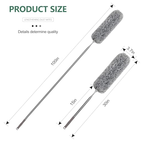SetSail Extra-Long Dusters with Extension Pole 100-inch for Cleaning, Bendable Microfiber Head Washable Ceiling Fan Duster...