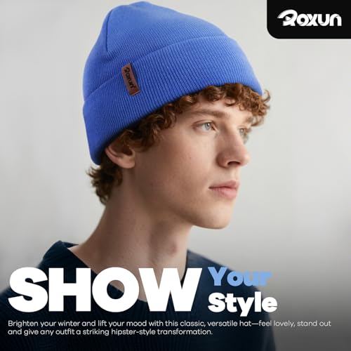 ROXUN Beanie for Men/Women Winter Hat Knit Cuffed Soft Warm Unisex Skull Stocking Cap