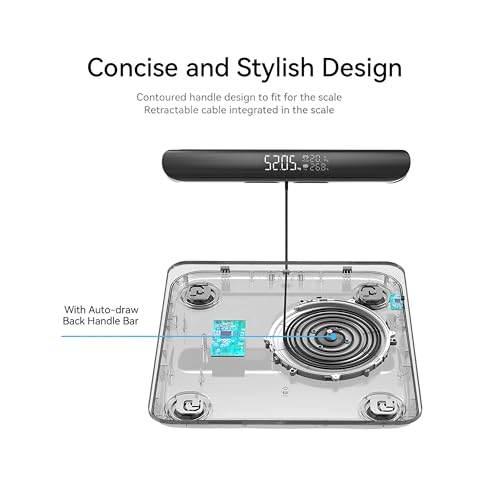 Body Fat Scale with Handles, 8-Electrode Smart Body Composition Scale for Home Use, Segmental Body Analysis, Sync with App...