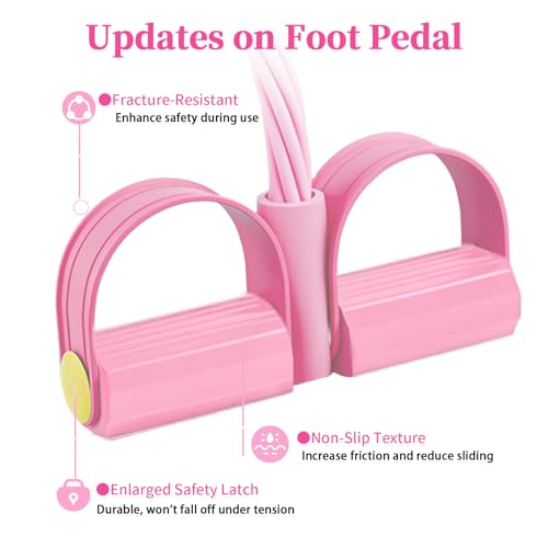 Pedal Resistance Bands with Handles, Upgrade 6-Tubes Manual Tension Training Pedal, Natural Rubber Foot Pedal Resistance B...