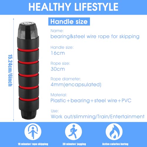 16 Pieces Jump Ropes for Fitness with Ball Bearings Speed Jumping Rope Adjustable Skipping Rope with Foam Handles Exercise...