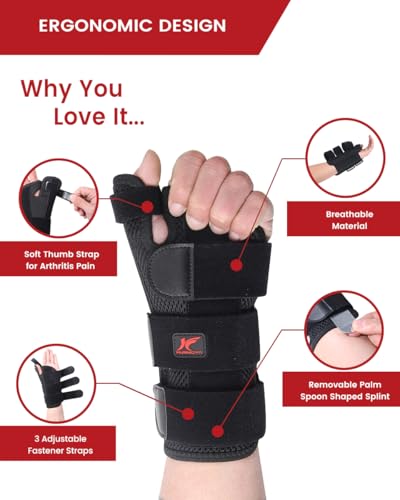 Hurmoya Wrist Brace Thumb Spica Splint Support for Carpal Tunnel, De Quervain's Tenosynovitis, Tendonitis Pain Arthritis T...