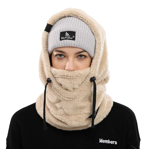 Shy Velvet Balaclava Wind-Resistant Winter Face Mask,Fleece Ski Mask for Men and Women,Warm Face Cover Hat Cap Scarf
