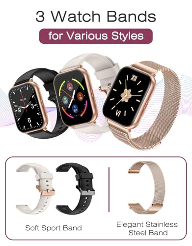 Smart Watches for Women Men (Answer/Make Calls, 3 Bands), 1.85" Fitness Tracker Watch for iPhone/Android Phones with Heart...