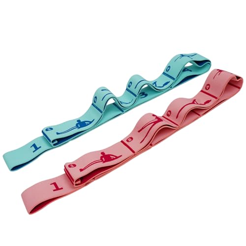 2 PCS Kids Stretching Strap & Band for Dance, Ballet – 8-Loop Adjustable Elastic Equipment for Yoga, Gymnastics Workout, H...
