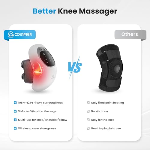 COMFIER Cordless Knee Massager with Heat and Red Light Therapy,Vibration,Heated Knee Brace Straps for Pain Relief with 18....