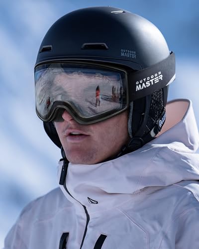OutdoorMaster Pulse Ski Goggles, Frameless OTG Cylindrical Snow Goggles with Lock & Fit Lens Change System for Adults