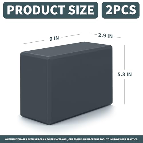 Yoga Blocks 2 Pcs, 9"x6"x3" Yoga Brick Foam Blocks EVA Foam Block Yoga Props Accessories for Yoga Pilates Stretching and M...