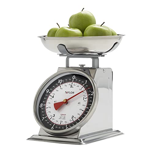 Taylor Mechanical Kitchen Food Scale with Bowl, Weighs Up to 11lbs, Measures in Grams and Ounces, Analog Cooking Scale for...