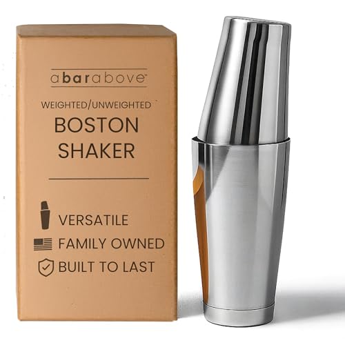 A Bar Above Professional Boston Shakers Set 18 oz Weighted and Unweighted Stainless Steel Cocktail Shaker Set for Bartende...