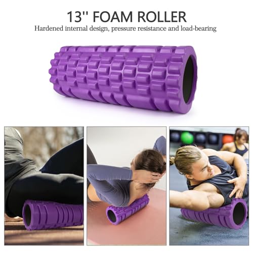 JOYENERGY 5 in 1 Foam Roller Set, Trigger Point Foam Roller Patented, Massage Roller Stick, Massage Ball, Stretching Strap...