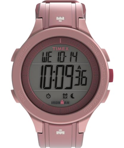 Timex Unisex Ironman Triathlon T200 42mm Watch - Pink Strap Digital Dial Pink Case