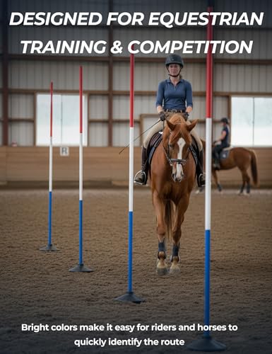inoreal 6 Pcs 6FT Pole Bending Poles for Horses, Adjustable Equestrian Sports Training Equipment for Horses, Agility Poles...