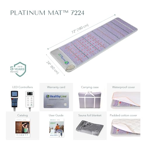 HealthyLine Platinum Far Infrared Heating Pad - Full Body Mat for Back Pain - Natural Crystal Gemstones - Auto Shut Off - ...