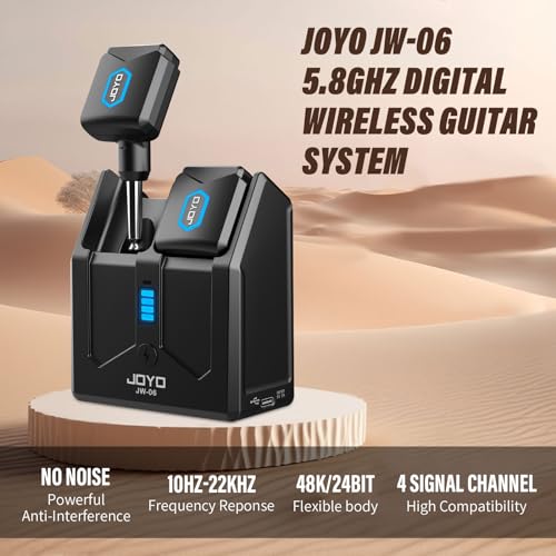 JOYO Wireless Guitar System 5.8GHz Wireless Guitar Transmitter Receiver with Charging Box 4 Signal Channel for Guitar Bass...