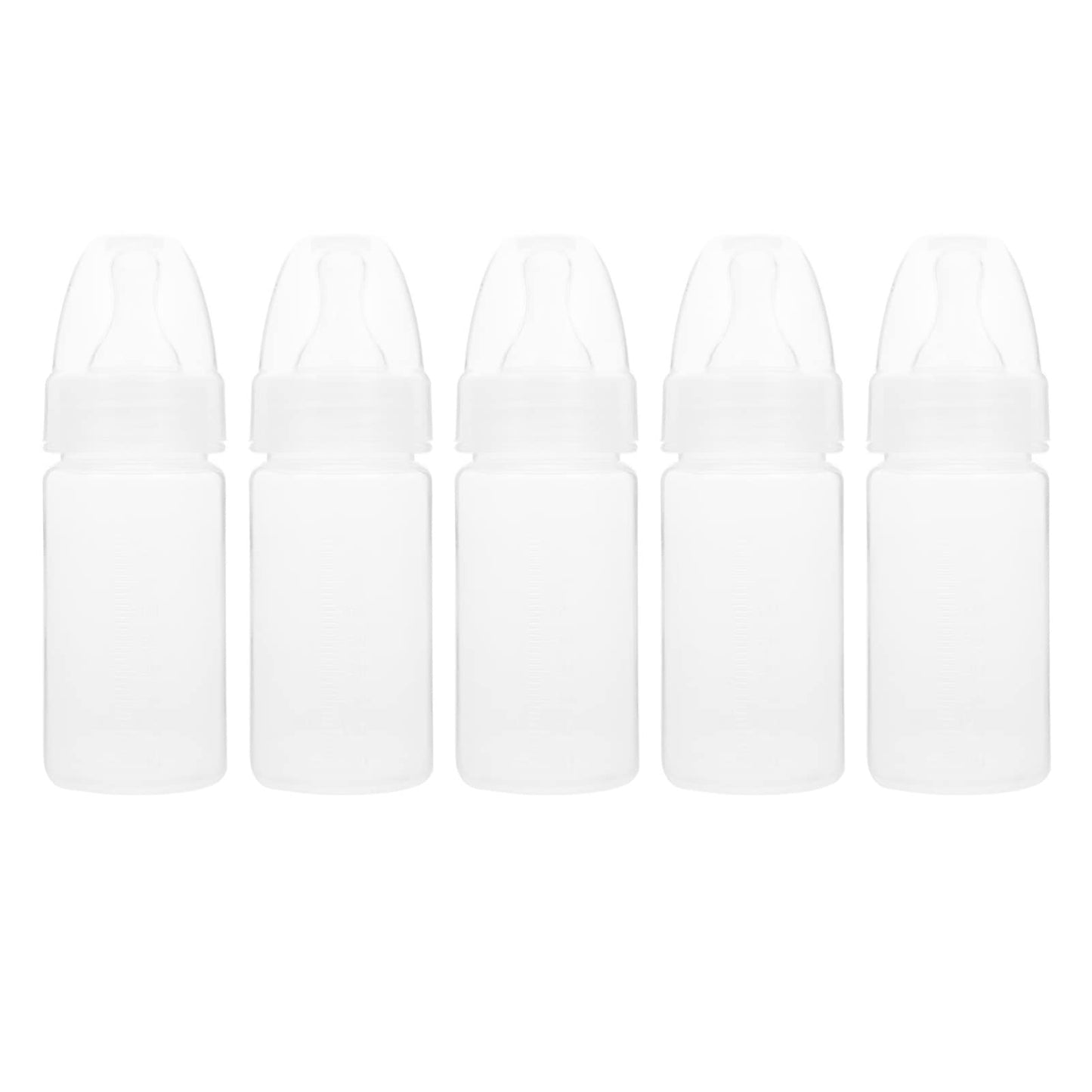 EXCEART ewborn Disposable Milk Bottle 5Pcs Clear Scale Milk Powder Bottles Infants Baby Bottles with Nipple (White)