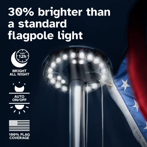 Deluxe Flag Pole Light Solar Powered - 1300 Lumen for Flagpole - Light Up American Flag Outdoor from Dusk to Dawn for 12+ ...