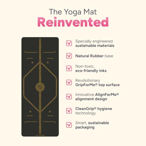Liforme Printed Yoga Mat Collection - Free Yoga Bag Included - Patented Alignment System, Warrior-like Grip, Non-Slip, Ec...