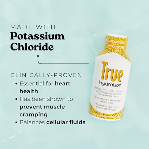 True Hydration Shots Lemonade Lemongrass Flavor – 12 Pack of 1.93 fl oz – Electrolytes – Amino Acids – Zero Sugar – Zero S...
