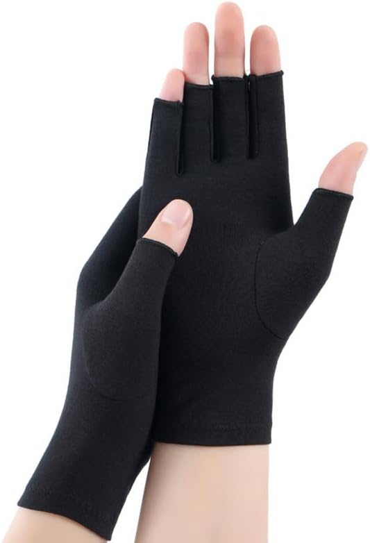 Utaly Fingerless Recovery Gloves Stretchy Hands Office Unisex Half Finger Joint Support Gloves