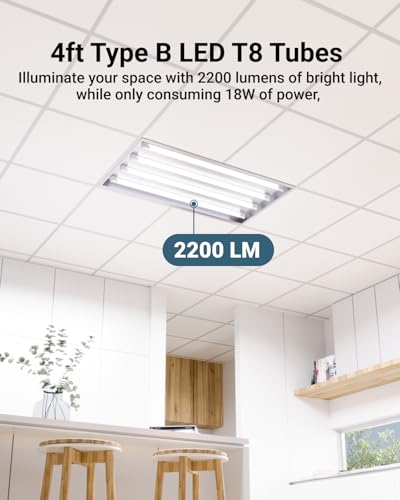 Sunco 30 Pack T8 LED Bulbs 4 Foot, LED Fluorescent Tube Replacement, 4ft LED Tube Light, Ballast Bypass, 18W, 2200 LM, Sel...