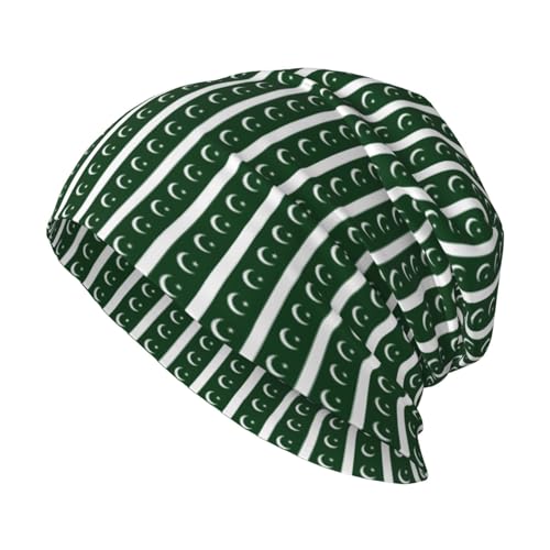 sackhg Flag of Pakistan Print Winter Beanie Hat Men Women Soft Lightweight Thermal Cap for Outdoor Skiing Wear Black