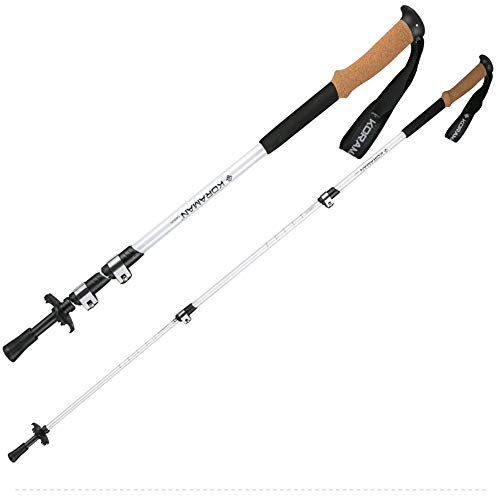 MIIKHI 1pc Carbon Fiber Trekking Poles – Collapsible and Telescopic Walking Sticks with Natural Cork Handle and Extended E...
