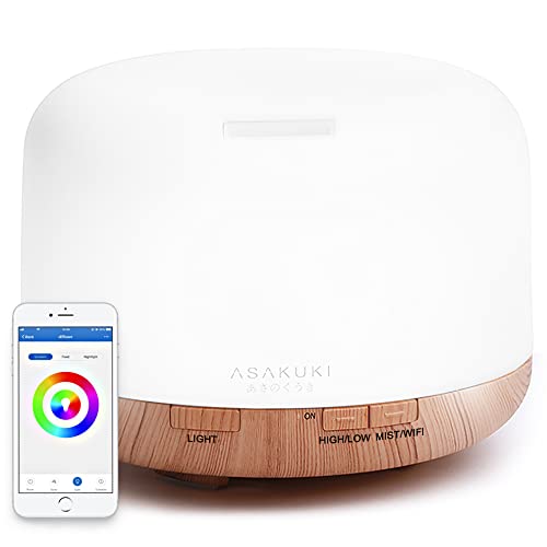 ASAKUKI Smart Wi-Fi Essential Oil Diffuser, App and Voice Control Compatible with Alexa, 500ml Aromatherapy Humidifier, Va...