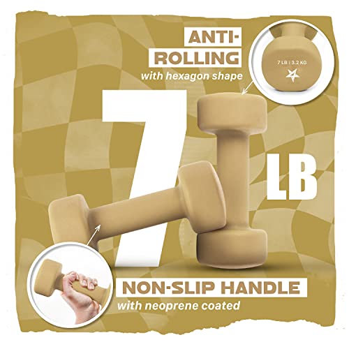 Yes4All Neoprene Coated Dumbbell Hand Weight Sets of 2 - Multiple Weight Options with 15 Colors, Anti-roll, Anti-Slip, Hex...