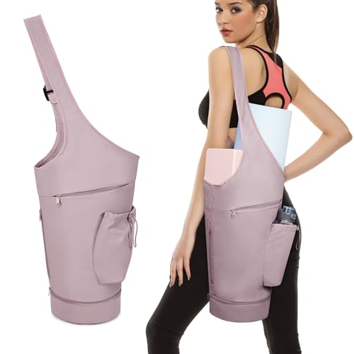 sportsnew Yoga Mat Bag, Large Opening Long Tote Yoga Mat Carrier Holder Bag with Waterproof Wet Pocket and Drawstring Wate...